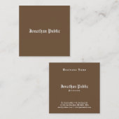 プロフェッショナルエレガントブラウン芸術的シンプルプレーン スクエア名刺 (正面/裏面)