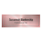 プロフェッショナルエレガントブラシ付きピンクフェイクメタリック 名札 (正面)