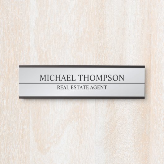 プロフェッショナルエレガントブラックとシルバー サインプレート (正面)