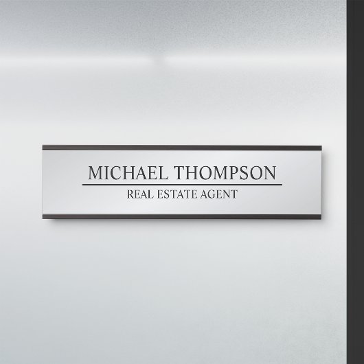 プロフェッショナルエレガントブラックとシルバー サインプレート