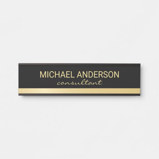 プロフェッショナルエレガントブラックと金ゴールド サインプレート (正面)