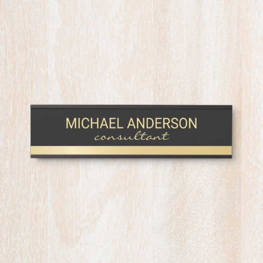 プロフェッショナルエレガントブラックと金ゴールド サインプレート (正面)