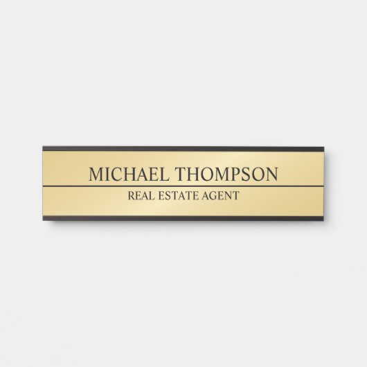 プロフェッショナルエレガントブラックと金ゴールド サインプレート (正面)