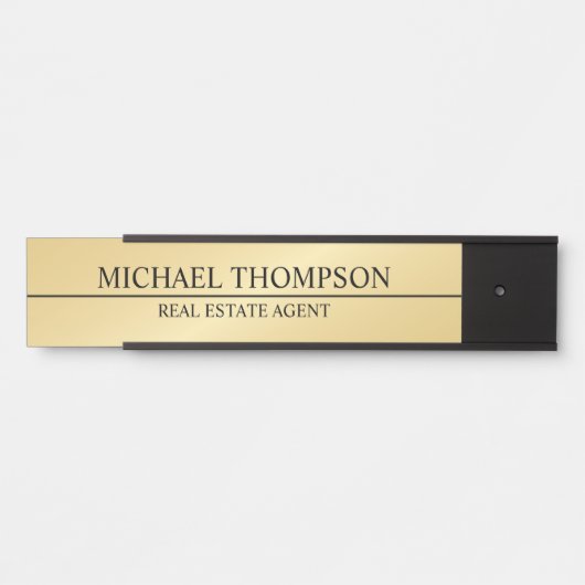 プロフェッショナルエレガントブラックと金ゴールド サインプレート (正面)