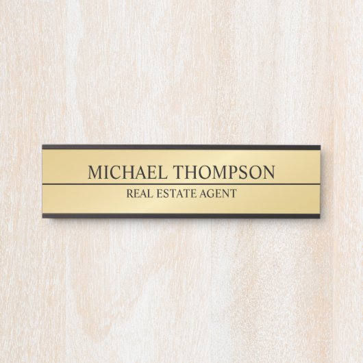 プロフェッショナルエレガントブラックと金ゴールド サインプレート (正面)
