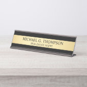 プロフェッショナルエレガントブラックと金ゴールド デスクネームプレート (正面)