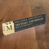 プロフェッショナルエレガントブラックと金ゴールド デスクネームプレート (側面)