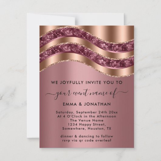 プロフェッショナルエレガントブラックバラ銅QRCodeピンク (正面)