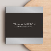 プロフェッショナルエレガントブラックフェイクシルバーコンサルタント スクエア名刺