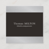 プロフェッショナルエレガントブラックフェイクシルバーコンサルタント スクエア名刺 (正面)