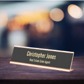 プロフェッショナルエレガントブラックフェイク金ゴールドオフィスタイトル デスクネームプレート