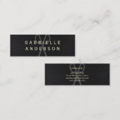 プロフェッショナルエレガントブラックレザーとはっきりした文字 スキニー名刺 (正面/裏面)