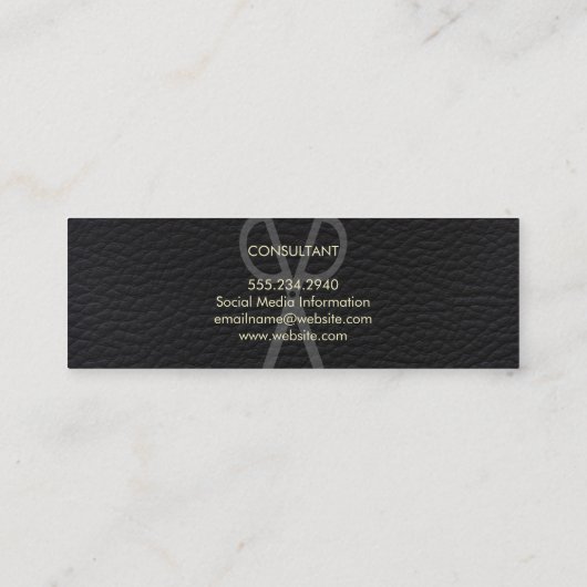 プロフェッショナルエレガントブラックレザーとはっきりした文字 スキニー名刺 (裏面)