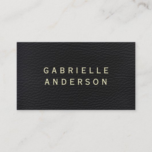 プロフェッショナルエレガントブラックレザーとはっきりした文字 名刺 (正面)