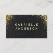 プロフェッショナルエレガントブラックレザー/金ゴールドシークイン 名刺 (正面)