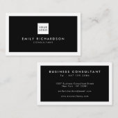 プロフェッショナルエレガントブラック白縁ど白ロゴ 名刺 (正面/裏面)