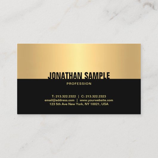 プロフェッショナルエレガントブラック金ゴールドモダンテンプレート 名刺 (裏面)