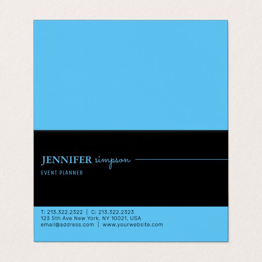 プロフェッショナルエレガントブルーとブラック折り畳み 名刺 (外部フラット)