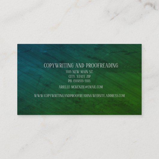 プロフェッショナルエレガントブルーグリーン金ゴールドコピーライト 名刺 (裏面)