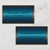 プロフェッショナルエレガントブルーメタ縁どル 名刺 (正面/裏面)