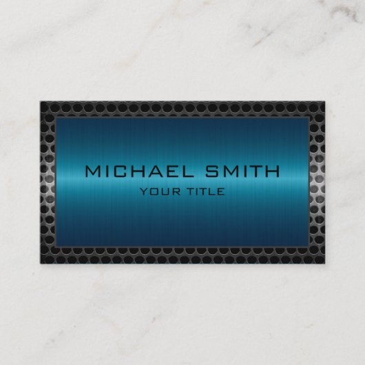 プロフェッショナルエレガントブルーメタ縁どル 名刺 (正面)