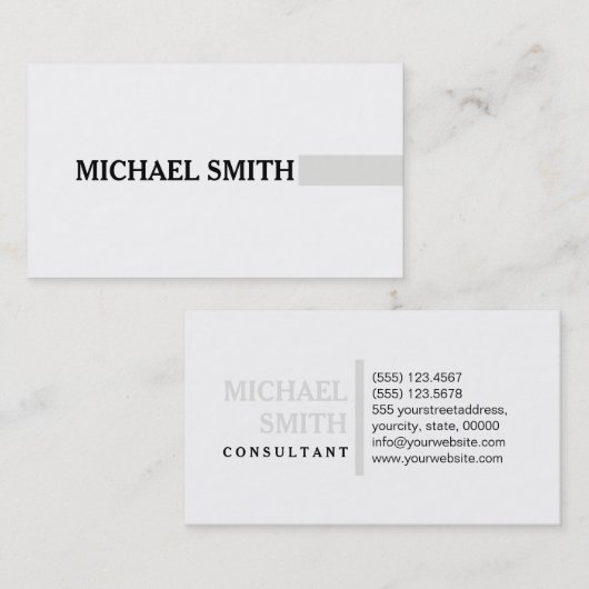 プロフェッショナルエレガントプラチモダンナプレーンホワイト 名刺 (正面/裏面)