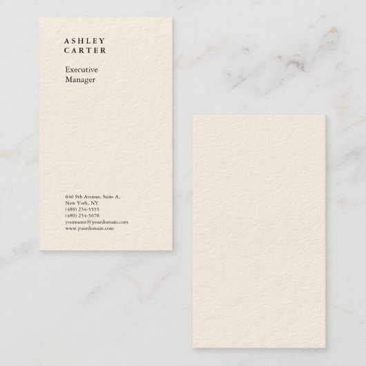 プロフェッショナルエレガントプレインミニマルモダンリストクリーム 名刺 (正面/裏面)