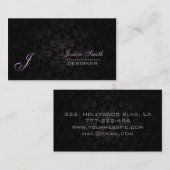 プロフェッショナルエレガントプレーン・モノグラム・ダマスク・ブラック 名刺 (正面/裏面)