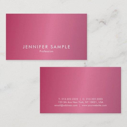 プロフェッショナルエレガントホットピンクモダンクリーンデザイン 名刺 (正面/裏面)