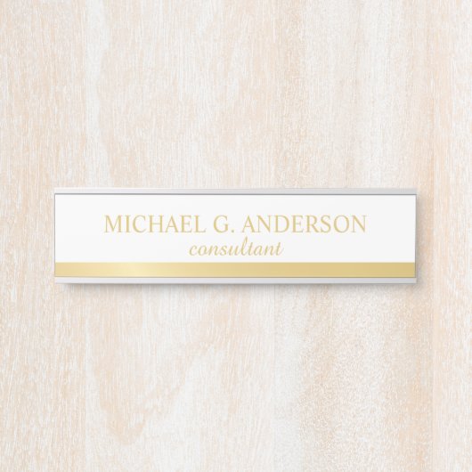 プロフェッショナルエレガントホワイトおよび金ゴールド サインプレート (正面)