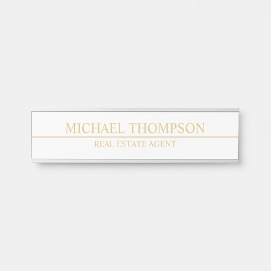 プロフェッショナルエレガントホワイトおよび金ゴールド サインプレート (正面)