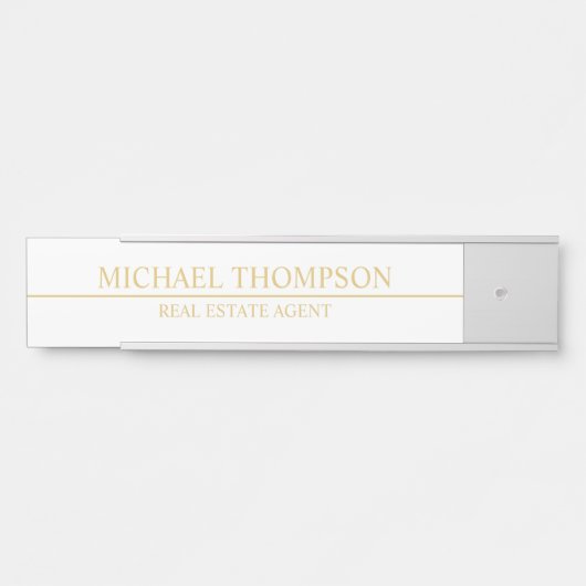 プロフェッショナルエレガントホワイトおよび金ゴールド サインプレート (正面)