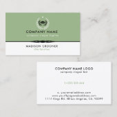 プロフェッショナルエレガントホワイトセージ緑カスタムのロゴ 名刺 (正面/裏面)
