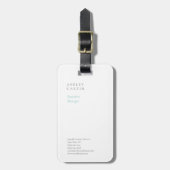 プロフェッショナルエレガントホワイトブルーモダンミニマル ラゲッジタグ (正面縦)