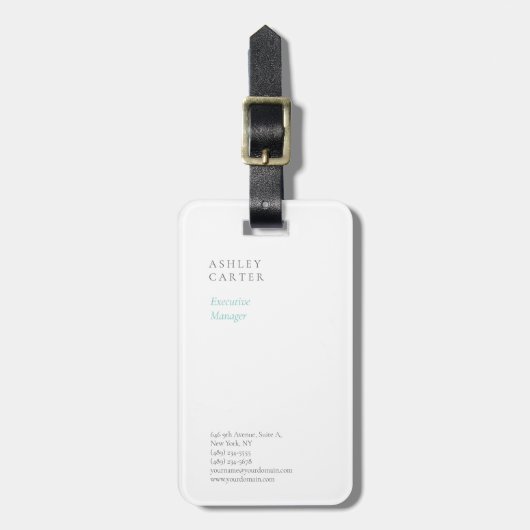 プロフェッショナルエレガントホワイトブルーモダンミニマル ラゲッジタグ (正面縦)