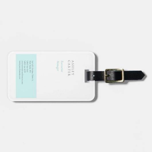プロフェッショナルエレガントホワイトブルーモダンミニマル ラゲッジタグ (正面横)