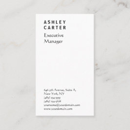 プロフェッショナルエレガントホワイトプレーン管理モダン者 名刺