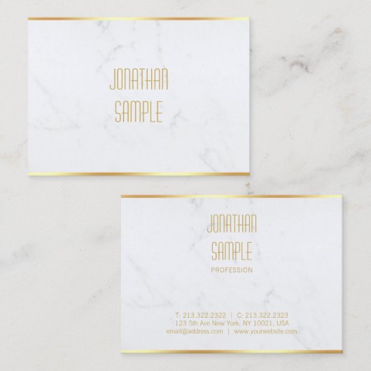 プロフェッショナルエレガントホワイトマーブル金ゴールドテンプレート 名刺 (正面/裏面)