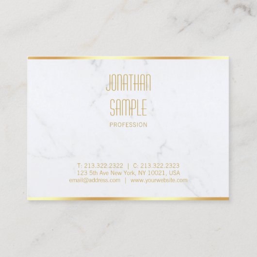 プロフェッショナルエレガントホワイトマーブル金ゴールドテンプレート 名刺 (裏面)