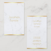 プロフェッショナルエレガントホワイトマーブル金ゴールドモダン文字 名刺 (正面/裏面)