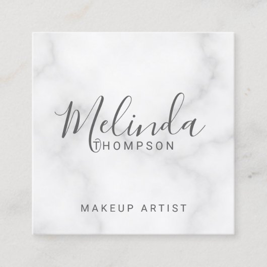 プロフェッショナルエレガントホワイトマーブル スクエア名刺 (正面)