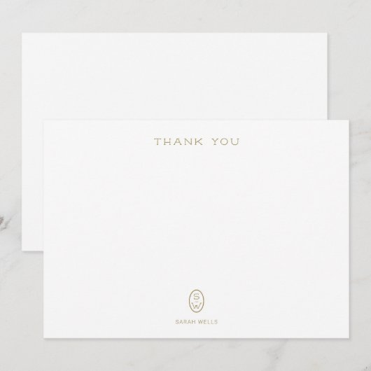 プロフェッショナルエレガントホワイトモノグラムありがとうCa サンキューカード (正面/裏面)