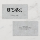 プロフェッショナルエレガントホワイトレザーとはっきりした文字 名刺 (正面/裏面)