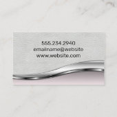 プロフェッショナルエレガントホワイトレザーピンクメタリック 名刺 (裏面)