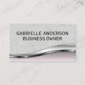 プロフェッショナルエレガントホワイトレザーピンクメタリック 名刺 (正面)