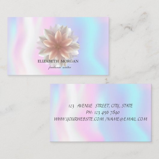 プロフェッショナルエレガントホワイトロータス,ホログラフィック 名刺 (正面/裏面)