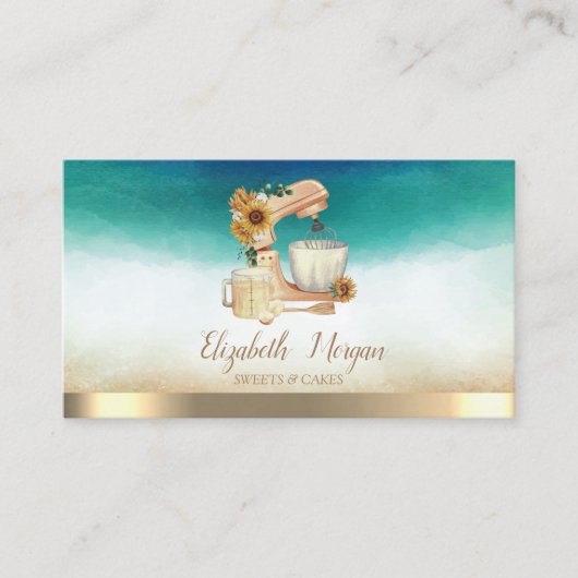 プロフェッショナルエレガントミキサーヒマワリ水彩 名刺 (正面)