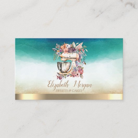 プロフェッショナルエレガントミキサーフラワーウォーター色 名刺 (正面)