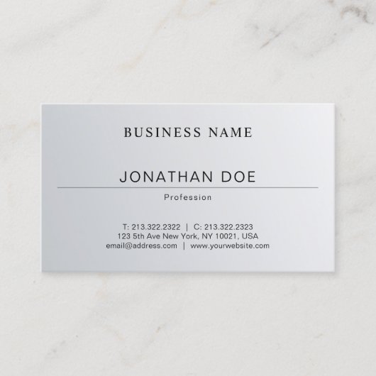 プロフェッショナルエレガントミニマルデザインシルバールック 名刺 (正面)