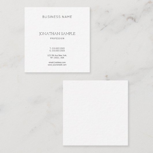 プロフェッショナルエレガントミニマルデザインモダン スクエア名刺 (正面/裏面)